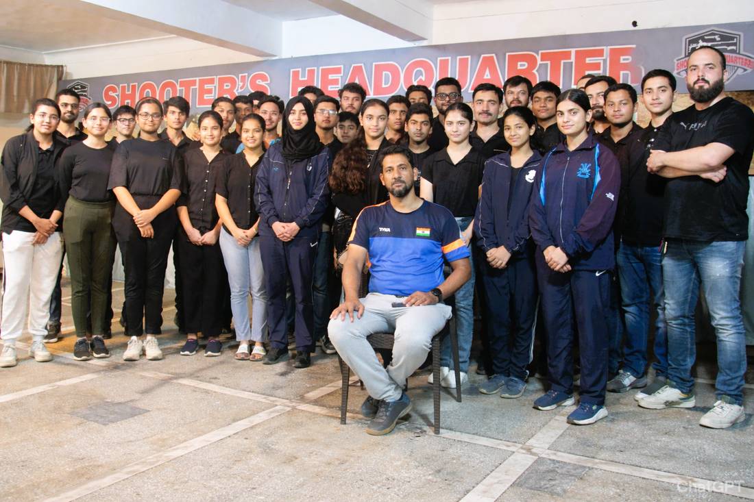 Shooter's Headquarter team and athletes group photo at Bhopal shooting academy 2026